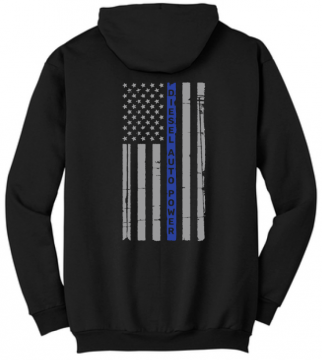 DAP Black Hoodie with Blue Line Flag-l